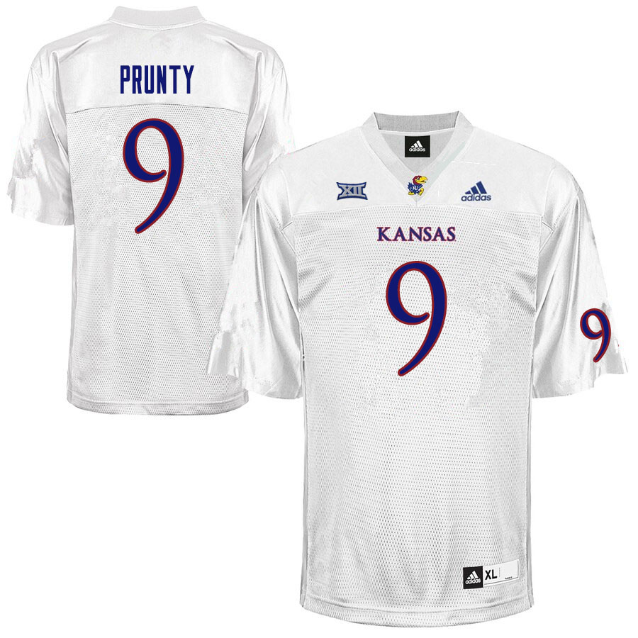 Men #9 Karon Prunty Kansas Jayhawks College Football Jerseys Sale-White